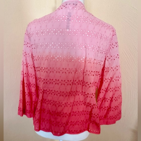 Chico's Eyelet Lightweight Embroidered - Open Front Jacket - Picture 4 of 6